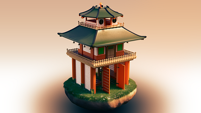 Japanese Entrance 3dmodel architecture blender blender3d build cycles design japon japonese photoshop render rendering temples warm
