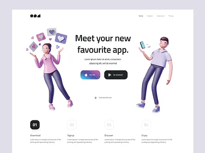 Mobile App Landing Page Design 3d 3d elements 3d illustration figma graphic design illustration landing page landing page design mobile app ui ui elements website website design