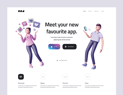 Mobile App Landing Page Design 3d 3d elements 3d illustration figma graphic design illustration landing page landing page design mobile app ui ui elements website website design