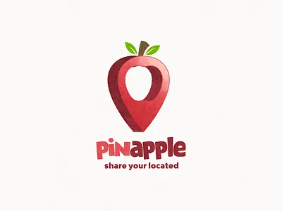 Pin and apple logo combination animation branding design flat illustration location logo pin typography ui ux vector