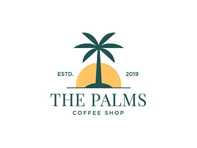 The Palms Coffee Shop logo brand identity branding coffee design logo shop