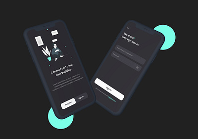 Messenger app Onboarding & Sign In UI app dailyui darkmode design illustration login minimal onboarding ui ux