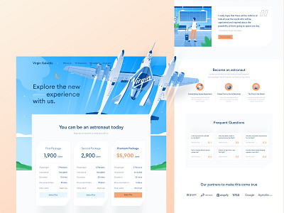 Galactic Pricing Page Exploration 🚀 blue desktop details flight galactic icon illustration landing modern moon orely plane price pricing rocket space ui virgin website white