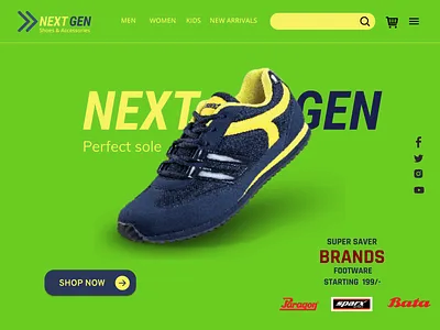 NextGen Footware Branding UI desing landing page 3d branding buisness company design figma footware green logo ui ux