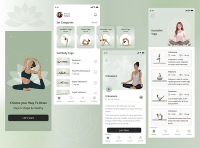 Yoga Mobile App - UI/UX Design figma mobile app mobile app design uiux design yoga app