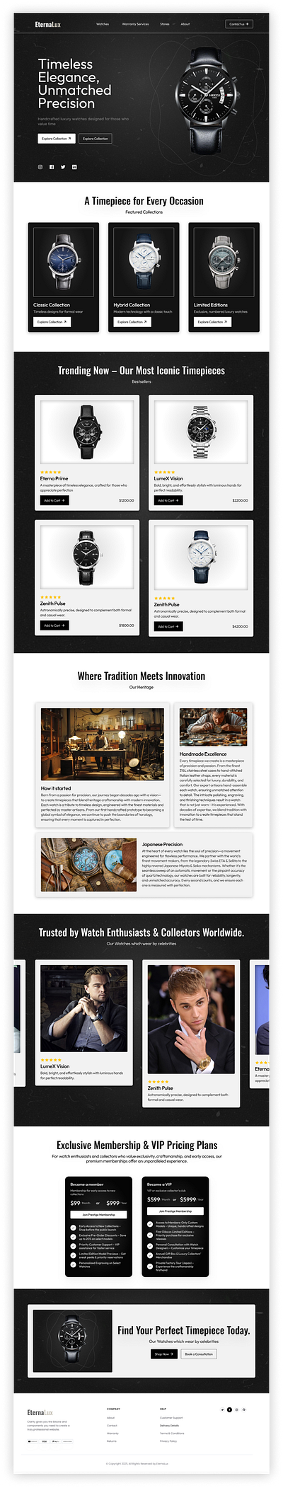 Eterna Lux - Premium Watch Website premium ui uidesign ux watch