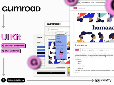 Make Gumroad UI your own components design digital digital marketplace digital product editable screens figma figma kit free gumroad kit modern ui product style guidelines ui uikit uiux web app web dsign website