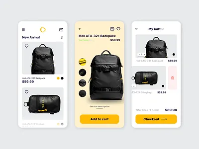 Mobile App Design - e-commerce animation bag branding customer design e commerce fashion graphic design illustration logo mobile app motion graphics online products service shopping ui ux vector web design