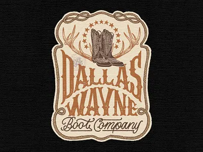 Dallas Wayne Boot Company boot branding company brand logo company branding company logo cowboy cowgirl design graphic design illustration logo otdoors ranch typeface