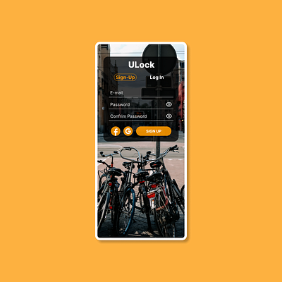 ULock - Sign Up/Log in app bicycle bikes biking design lock mobile app orange ui ui day 1 ui design ui design challenge