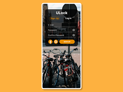 ULock - Sign Up/Log in app bicycle bikes biking design lock mobile app orange ui ui day 1 ui design ui design challenge