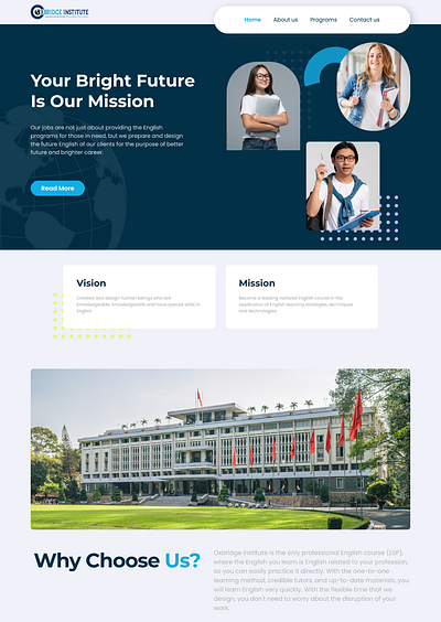 OXBRIDGE INSTITUTE LANDING PAGE campus figma landing page school ui website