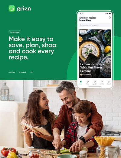 Grien - Cooking App design interface layout ui ux web website