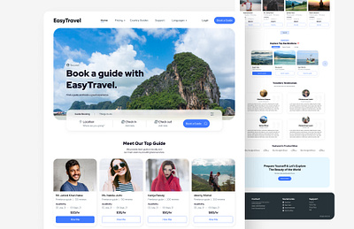 EasyTravel Landing Page UI Design ( Light mode) design graphic design landing page design mobile app mobile app design mobile ui traveling case study traveling ui design traveling website ui ui design ui designer uiux design ux ux design ux designer web design