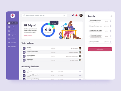 University dashboard dashboard dashboard for students education educational dashboard educational platform elearning online course school university dashboard web app