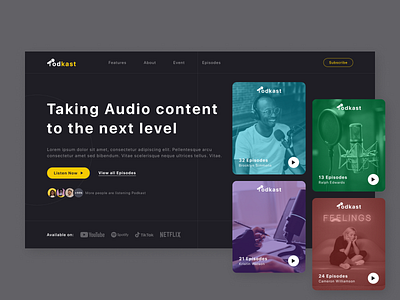 Website Design - Podcast Site audience audio branding customer design e commerce illustration interview logo mobile app movie music podcast products service speech ui ux web design website