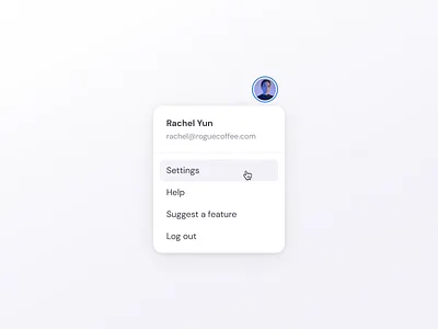 Account Menu account account menu avatar clipchamp design menu product design profile settings ui ux video editing