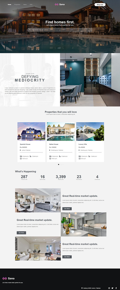 Property Listing website landing page branding graphic design ui