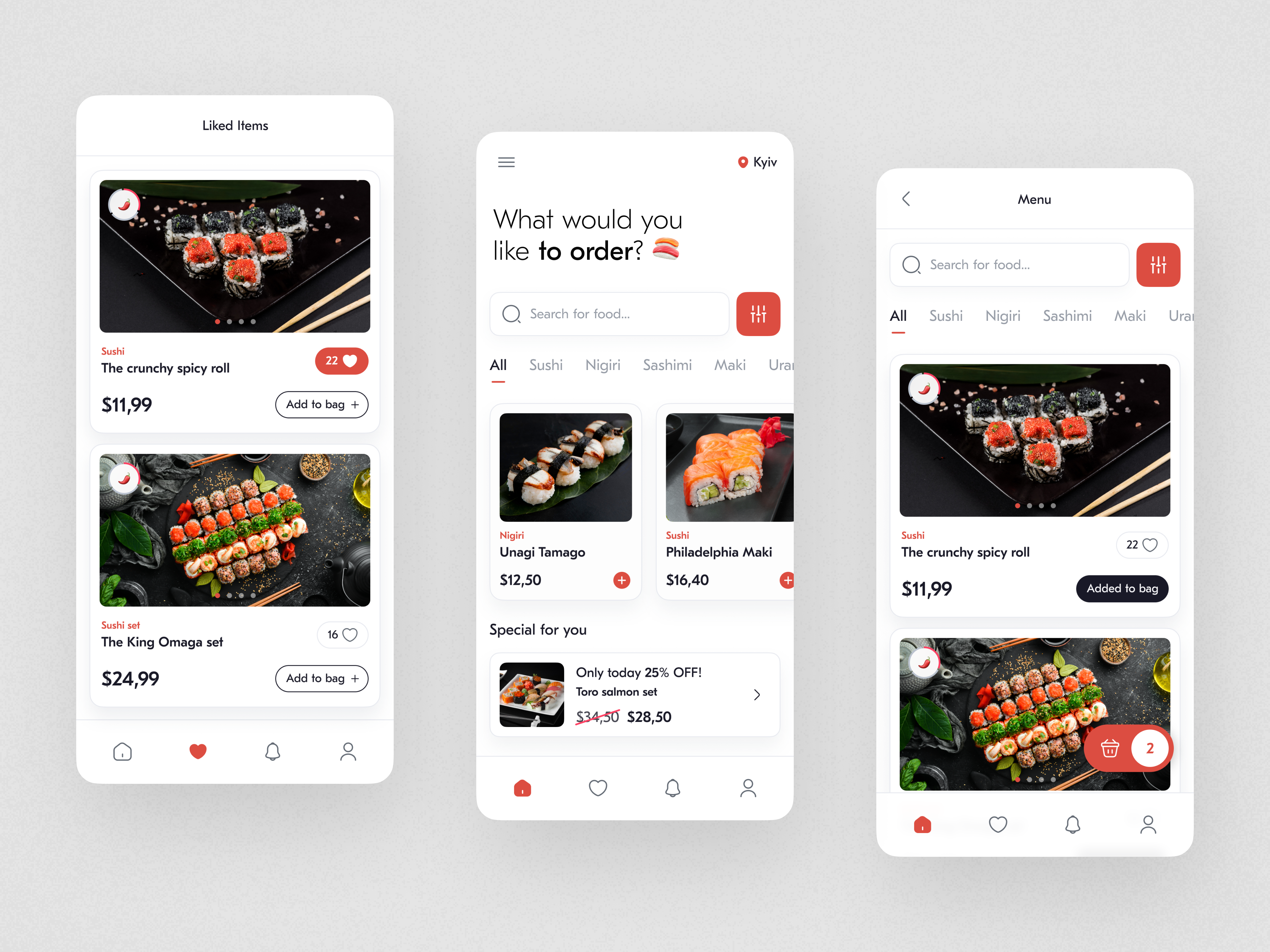 Sushi delivery app design food delivery sushi sushi delivery ui uiux design ux