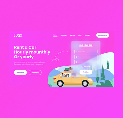 Rent Car Landingpage graphic design ui