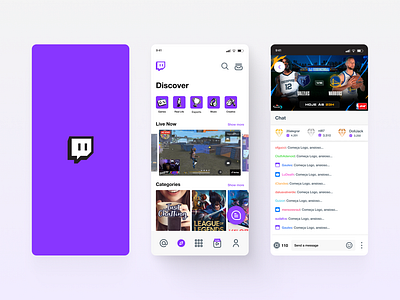 Streaming App - Twitch Redesign android app branding design esports games ios mobile mobile app product design straming ui ux ux ui