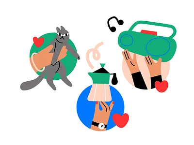 Flea market anyadraw app illustration cat coffee colourful flea market hands illustration music vector