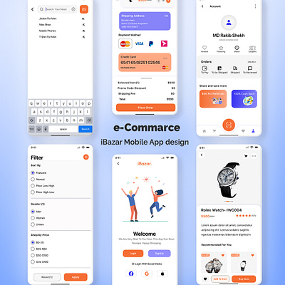 E-Commerce Mobile App design app design ecommerce graphic design homepage illustration login page logo mobile mobile app mobile app design shopping ui ux