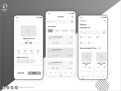 Wireframe food app ui wireframe