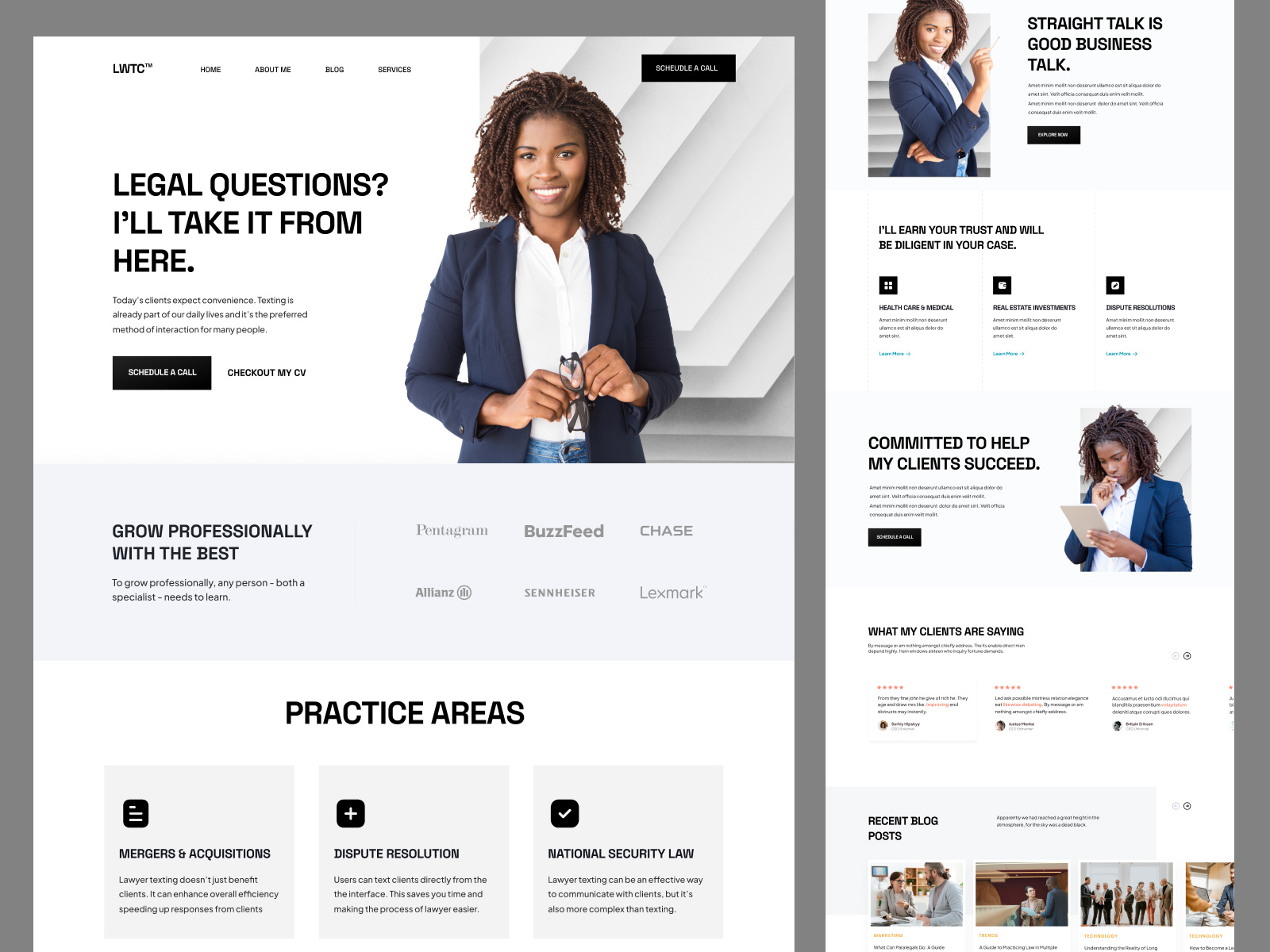 Example of Lawyers website design exploration