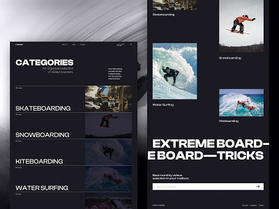 Extreme Board-Tricks Categories Web Design categories design design studio extreme sports graphic design home page interaction interface minimalistic page categories skateboarding surfing ui ui design user experience user interface ux web web design website