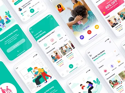 Ward - Caregiver Finder Mobile App UI app ui care job finder caregiver child care finder job finder mobile app ui old care pet care private care senior care ui ui kits ux