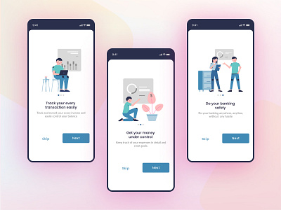 Onboarding Screens _ Financial App app bank design figma financial illustration money onboarding transfer ui ux