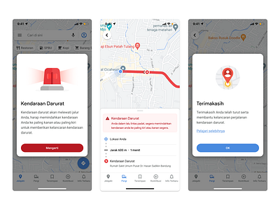 Emergency Vehicle Lane Warning on Google Maps alert ambulance design emphaty google maps mobile ui ux warning