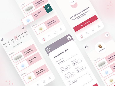 Medication Reminder App app best shot calendar empty state figma fun health healthcare medication medicine mobile modern pills prescription reminder tracking ui ux