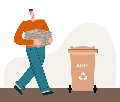 A man who cares about the environment, sorts the garbage design eco illustration lifestyle people vector zero waste