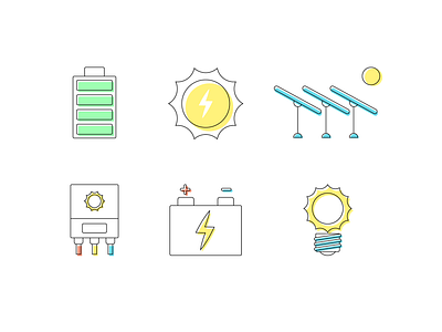 Solar Farm Icons design graphicdesign icon illustration mobile print vector