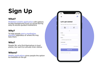 Sign up page dailyui meditate sign up