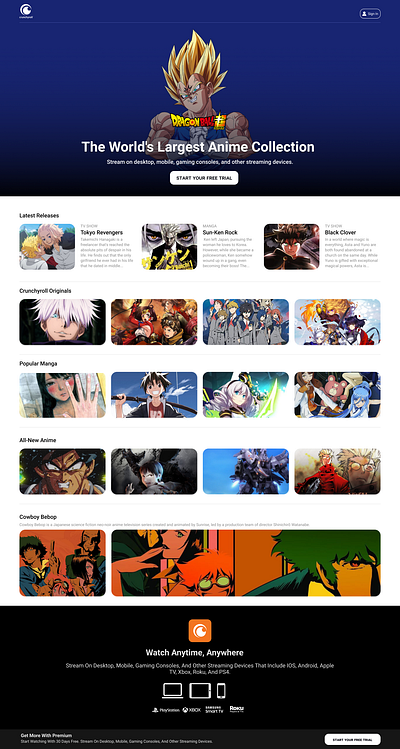 Anime Streaming Website Designed in Figma anime figma manga movie movie series stream tv tv series ui ui design user interface website