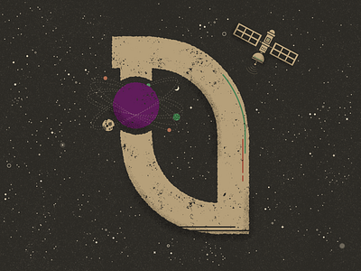 O for orbit - 36 Days of Type 36 days of type distressed flat design galactic galaxy lettering orbit planets satellite space stars texture truegrittexturesupply typography vector