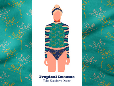 Mysterious Dancers Print Long Sleeve Rash Guard &High Cut Bikini apparel beach bikini collection concept design fabric fashion illustration minimalist pattern pattern design pattern licensing print print on demand sport summer surfing textile tropical