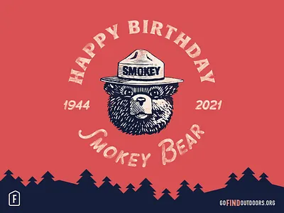 Happy Birthday Smokey! badge bear find outdoors lettering mountains outdoors smokey bear social media