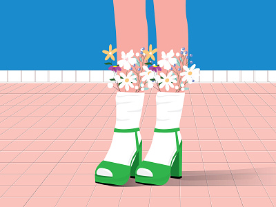 Every Shoe Tells a Story_Vol2 adobe illustration adone illustrator art blue colorful design fashion art flat deisgn flowers graphic design green illustration pink shoes shoes art white women legs women shoes