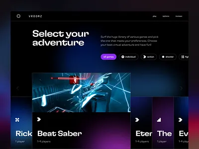 Virtual Reality Rooms Website design design studio entertainment games graphic design innovative interaction interface technology ui user experience ux virtual reality vr web web design web marketing web page website design