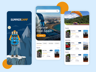 Summer camp mobile app animation app holiday illustration logo logodesign prototype travel ui ux website