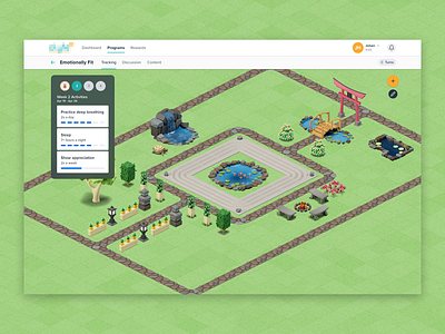 Wellness Platform Tracking 3d challenges design game design gaming health isometric typography ui wellness