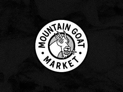 Mountain Goat Market badge branding burgers coffee emblem fastfood goat logo logodesign market mascot mountain goat pizza restaurant tennessee usa vintage vintage logo