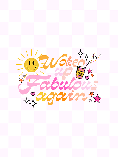 Colorful Y2K Inspired Typography + Illustration Art aesthetic bright checkered colorful feminine fun hearts illustration instagram lettering procreate procreate app procreateapp retro smiley stars trendy typography vibe y2k