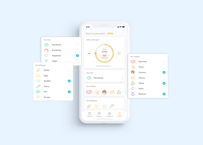 Meal planning app – Profile screen ios iosapp meal plan mobile app mobileapp profile ui ux