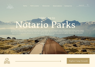 Camping - Website Header Design camping website design graphic design illustration landing page typography ui visual design website design website header