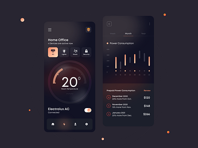 IOT Device Control UI Concept dark mobile ui dark ui mobile ui ui